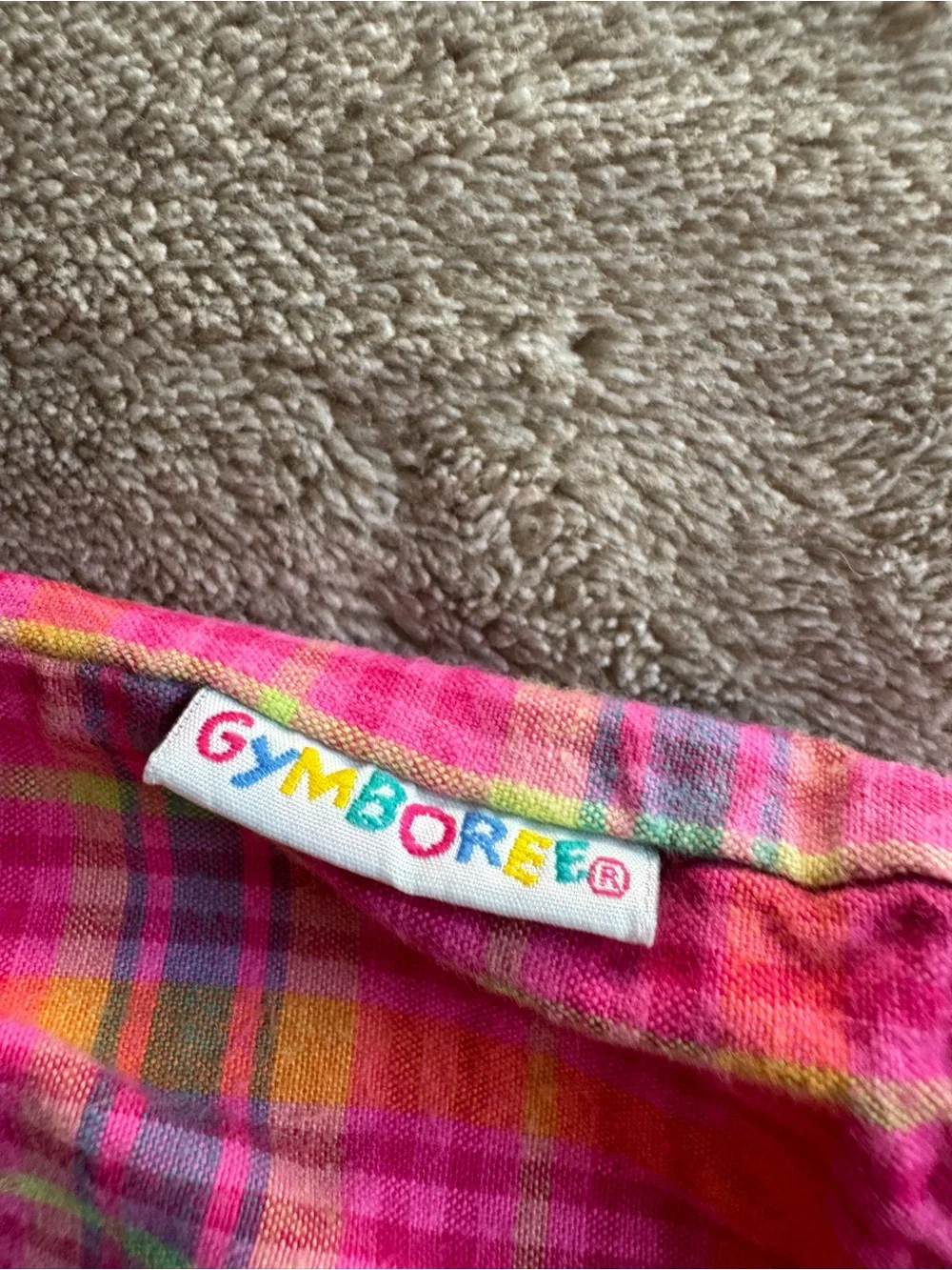 Vintage Gymboree Girls' Pink Plaid Button-Up Top